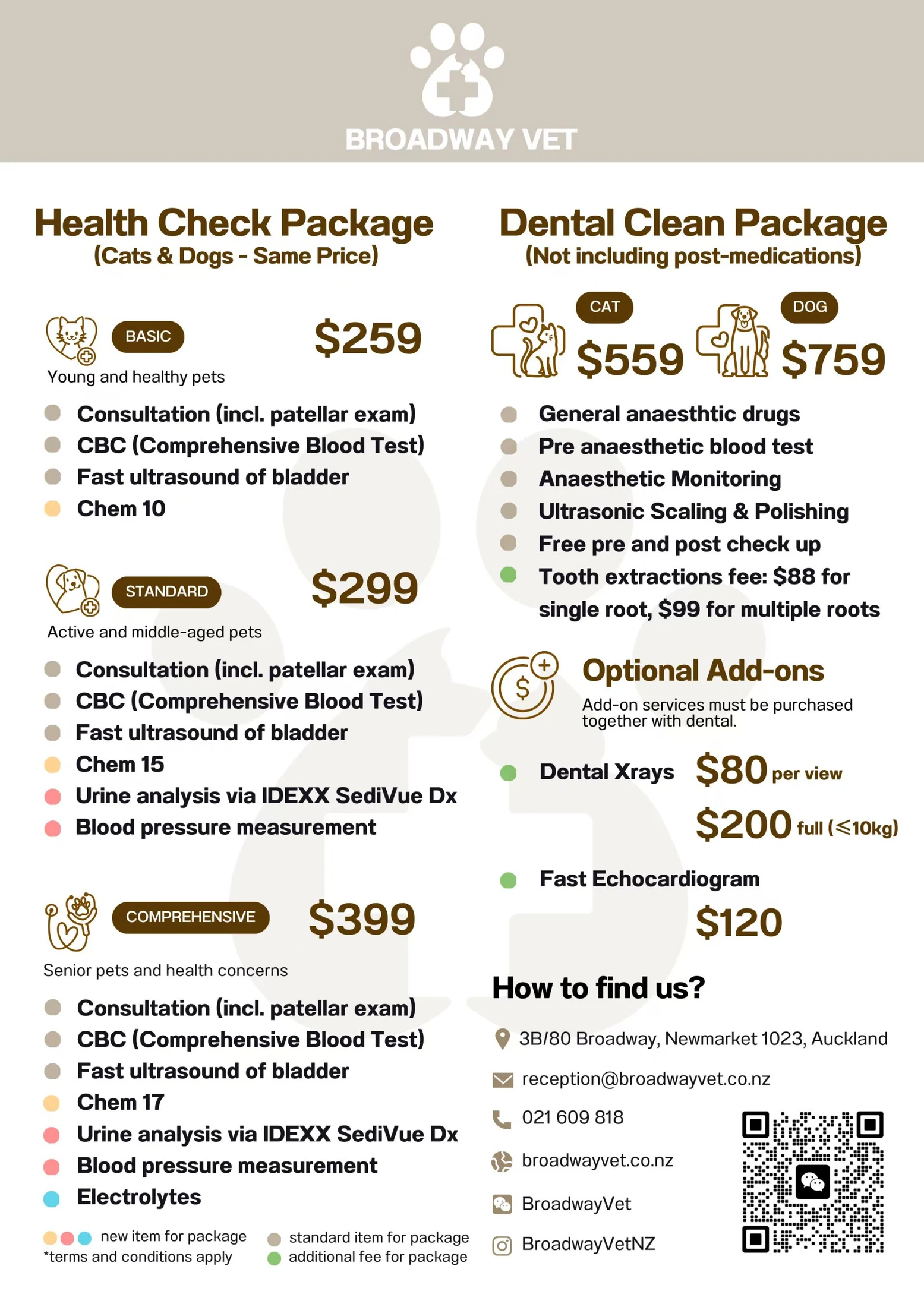 Broadway Vet health check and dental cleaning packages